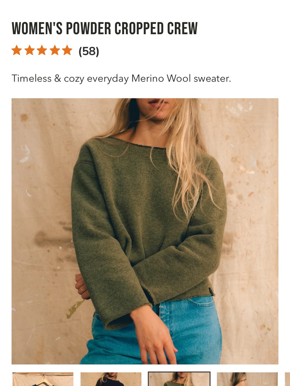 Duckworth women’s Powder Cropped Crew Sweater - Spruce